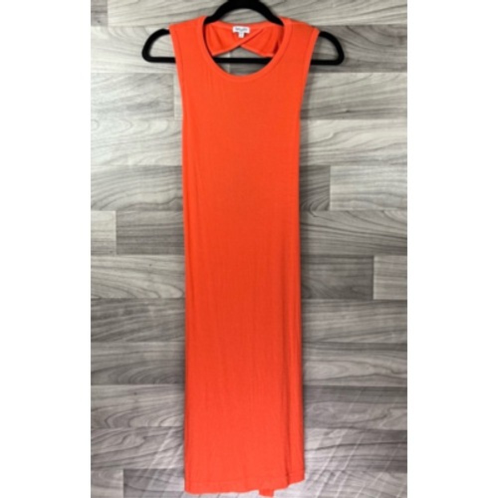 Splendid Womens Sheath Dress Orange Ribbed Knee Length Open Back Scoop Neck S - Picture 3 of 12